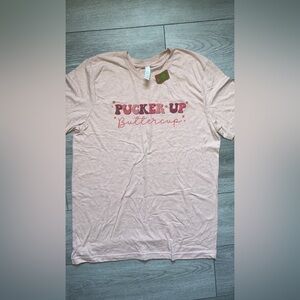 Bella Canvas Graphic Shirt Tshirt Womens Size Large Pucker Up Buttercup New/tags